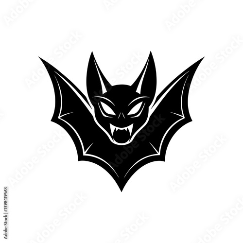Black Silhouette Bat Head Mascot with a Sleek Exaggerated Design vector illustration
