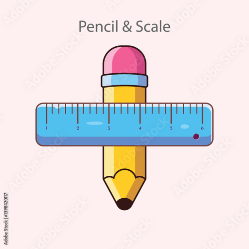 Pencil & Scale Flat  illustration