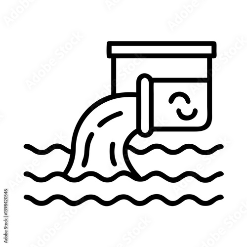 Water pollution environmental impact sewage discharge waste disposal contamination stream river icon