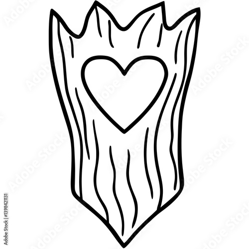Tree Bark Textured Line Art with Heart Engraving