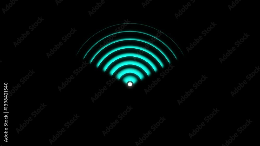 Wifi, neon smooth Looping Animation on a transparent background. Alpha channel, white Radio wave background Abstract purple color WIFI icon, flashes design for web design mobile apps