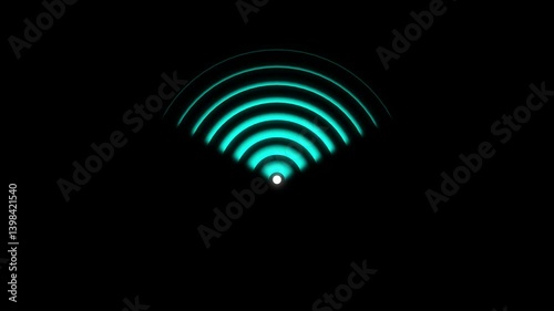Wifi, neon smooth Looping Animation on a transparent background. Alpha channel, white Radio wave background Abstract purple color WIFI icon, flashes design for web design mobile apps
