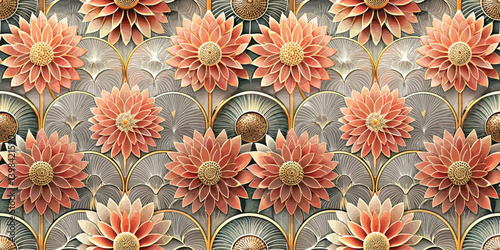 Colorful floral pattern featuring intricate blooms on a textured background.