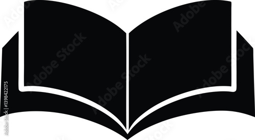 Open book silhouette vector art, book black icon