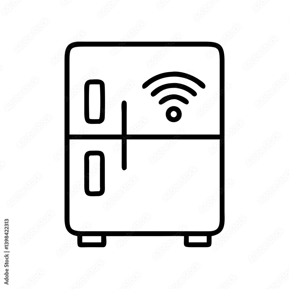 Smart refrigerator wifi connected appliance kitchen technology modern fridge freezer icon vector Smart refrigerator wifi connected appliance kitchen technology modern fridge freezer icon vector