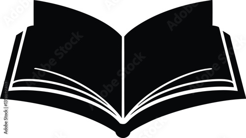Open book silhouette vector art, book black icon
