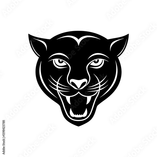 Black Silhouette Panther Head Mascot Featuring Elegant Sleek Lines vector illustration