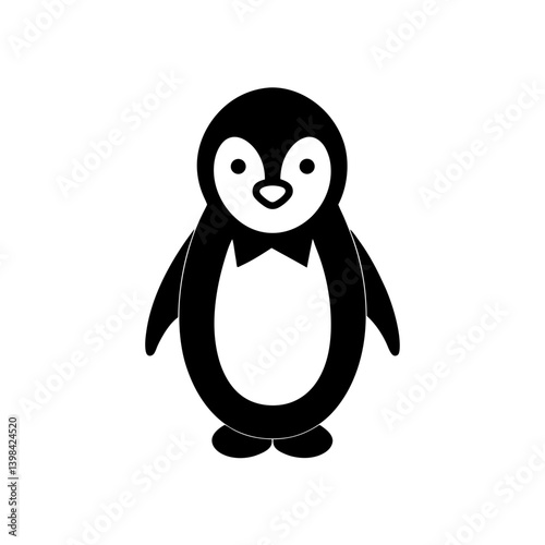 Black Silhouette Penguin Head Mascot with a Rounded Body Design vector illustration