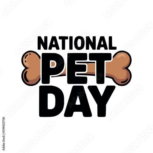 National Pet Day Vector Illustration with Cute Animals and Paw Elements