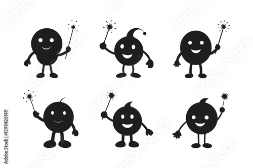 timbit character sparkler vector art silhouette