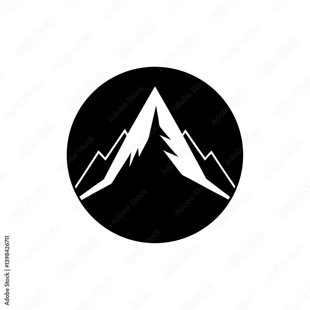 Fototapeta premium Black Silhouette Sharp Mountain Peak Icon Summit Design vector illustration