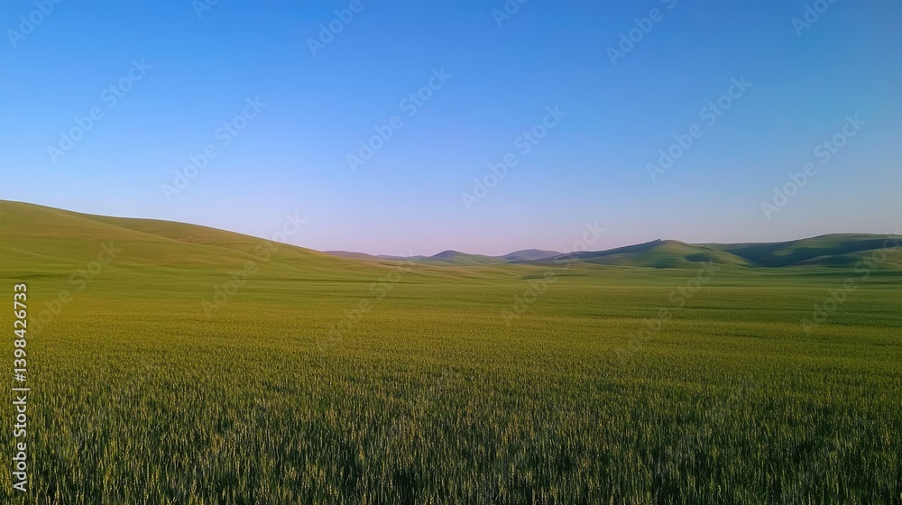 Fototapeta premium Rolling Green Hills Under a Clear Blue Sky