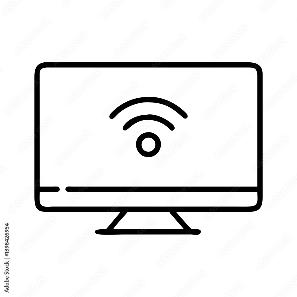 Smart tv wifi connection icon vector illustration for television wireless network signal 90