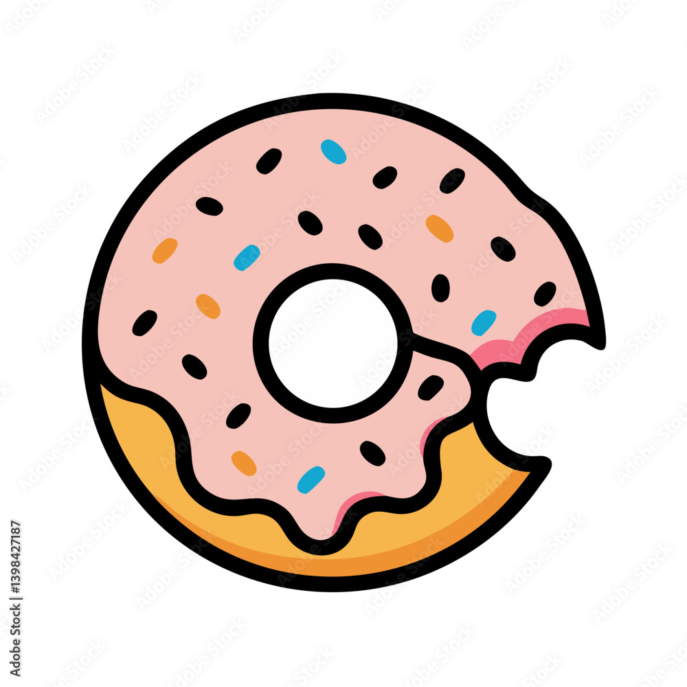 Bitten Donut with Sprinkle Topping Icon Design