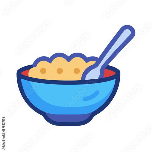 Bowl of Cereal with Spoon Icon Design