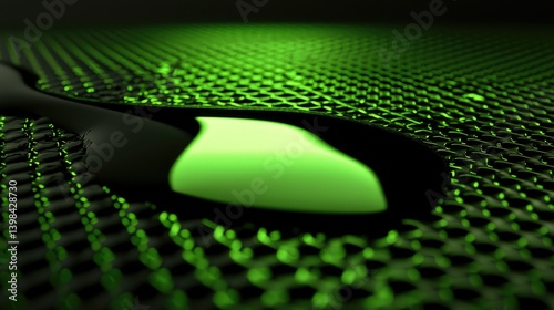 Abstract close up view of liquid glowing with green color