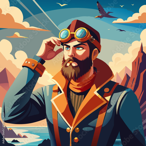 Steampunk Adventurer Explorer Character Design for Illustration and Tattoos