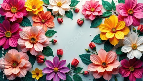 Continuous blooming flowers, intricate design, illustration, wallpaper, pastel