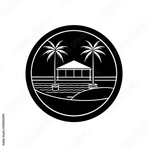 Resort Pool Icon for Relaxation and Travel Projects