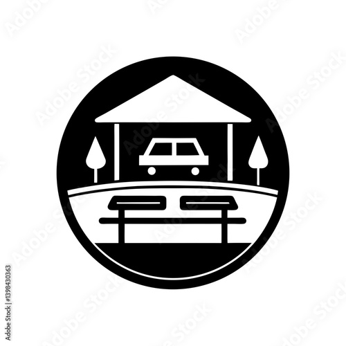 Roadside Rest Stop Icon for Highway Travelers