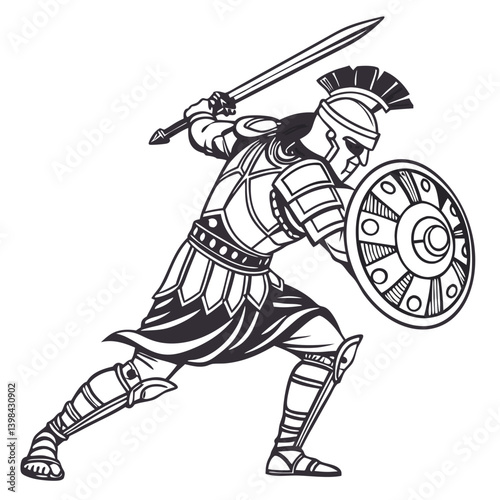 Ancient Roman Warrior Illustration for Cultural Designs and Tattoos
