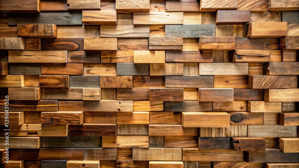 Rustic Wooden Block Wall Texture A Detailed Image of Interlocking Reclaimed Wood Pieces in Varied Shades and Sizes Rustic Wooden Block Wall Texture A Detailed Image of Interlocking Reclaimed Wood Pieces in Varied Shades and Sizes