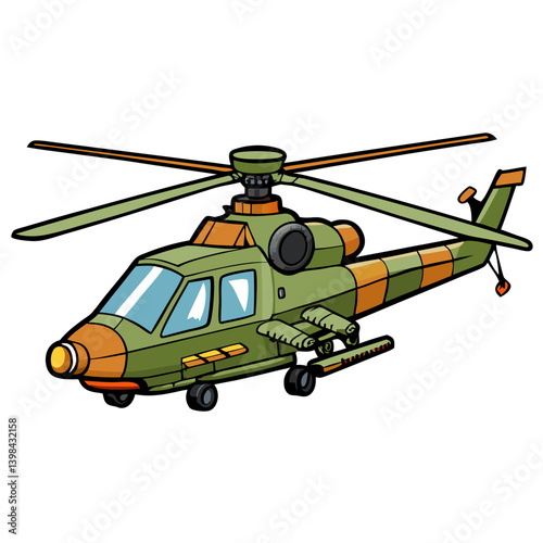Military Helicopter Vector Cartoon Illustration for Design and Coloring Projects