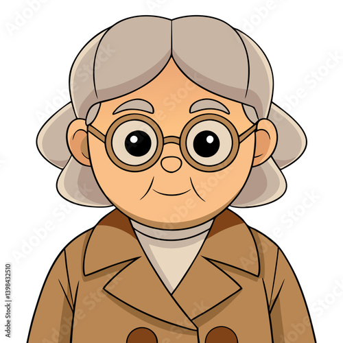 Elderly Woman Cartoon Character Vector Illustration for Animation and Design Projects