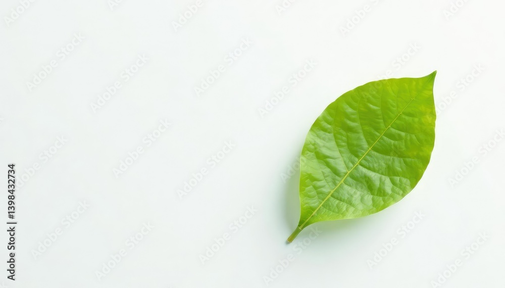 Fototapeta premium Empty space with a single leaf on white background, isolation, peaceful