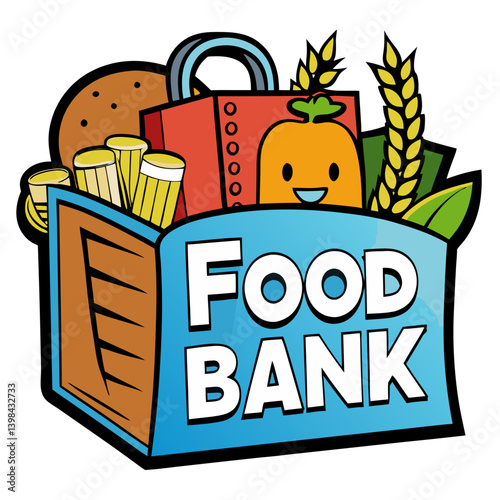 Food Bank Donation Box Vector Illustration for Charity Awareness