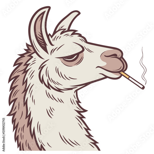 Cool Smoking Llama Cartoon Vector for Fun Illustrations and Posters
