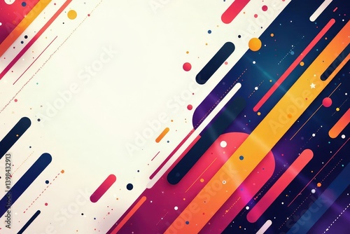 Geometric abstract shapes, bold lines & vibrant colors, repeat, digital, modern