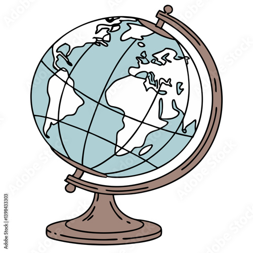 Vintage Educational World Globe Vector Illustration for Learning and Decor
