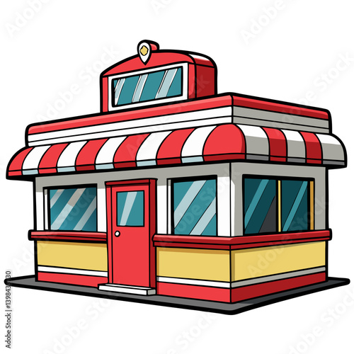Colorful Retro Diner Vector Illustration for Design Projects and Use