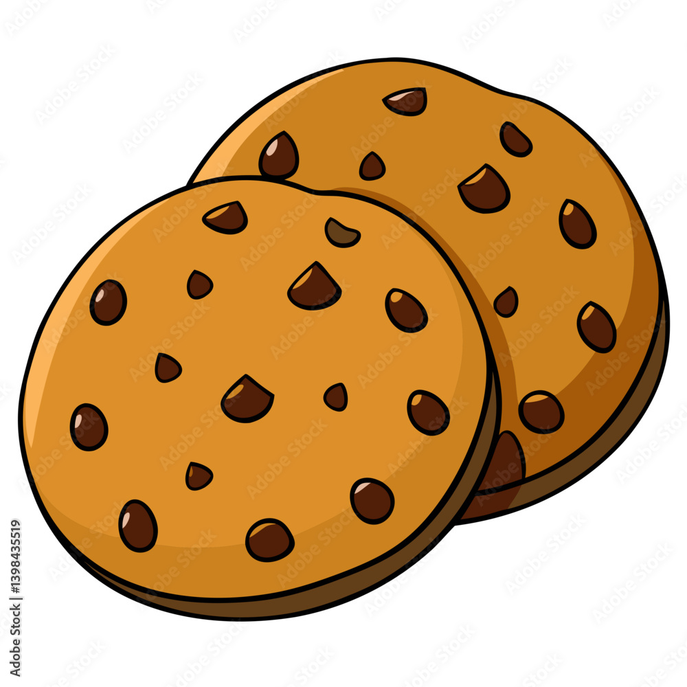Fototapeta premium Vector Illustration Chocolate Chip Cookies Perfect for Recipe Books and Crafts
