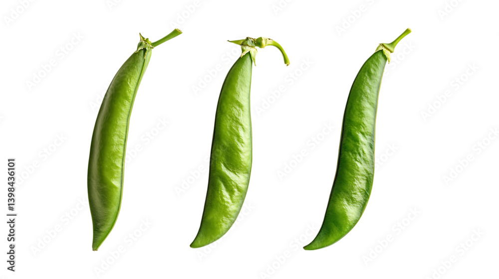 Pack of Yardlong Bean Set Against Transparent Background for Food Branding, Vegetable Promotion, or Healthy Eating Design Projects