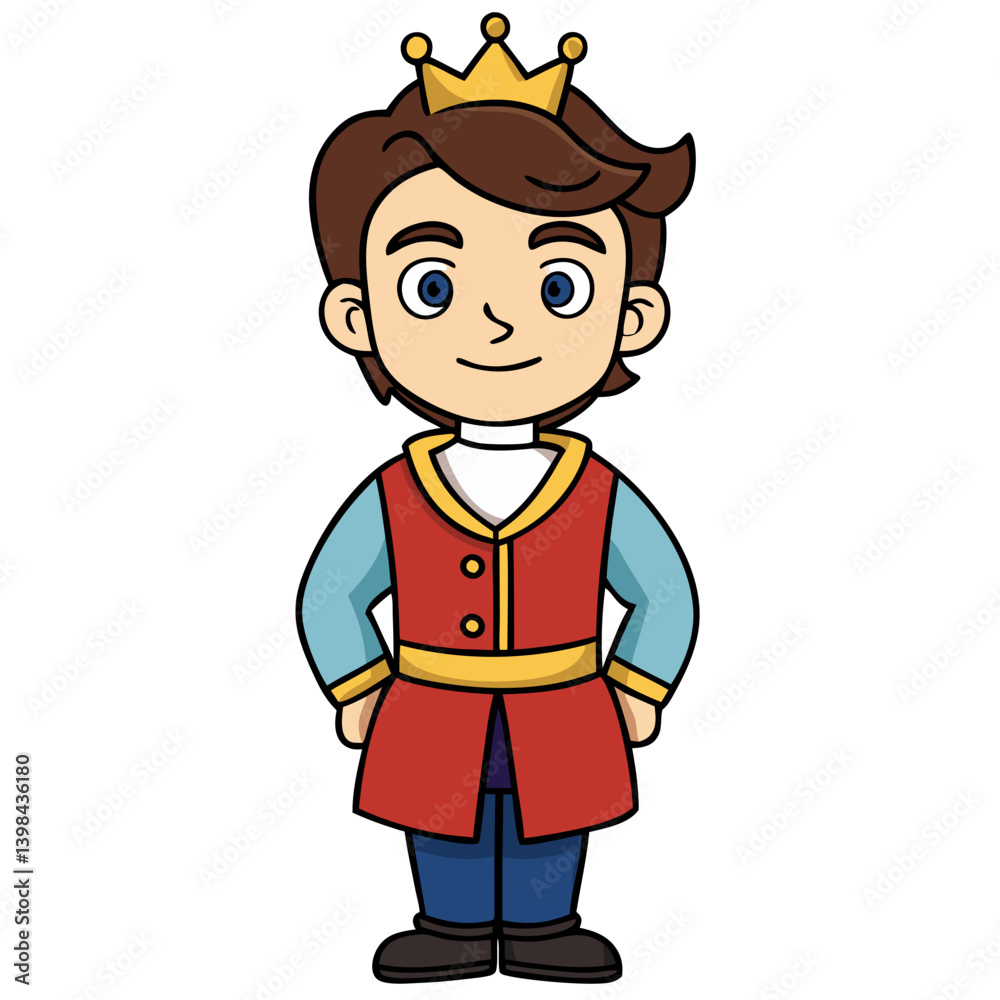 Cartoon Prince Character with Crown Vector Illustration for Kids Cartoon Prince Character with Crown Vector Illustration for Kids