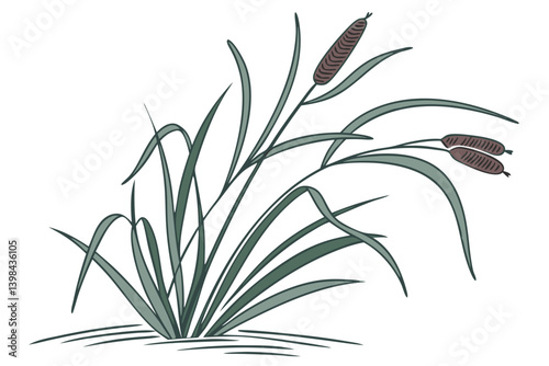 Elegant Vector Illustration of Cattail Marsh Plant for Nature Designs