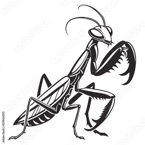 Praying Mantis Vector Art Detailed Insect Illustration for Tattoo and Design Use