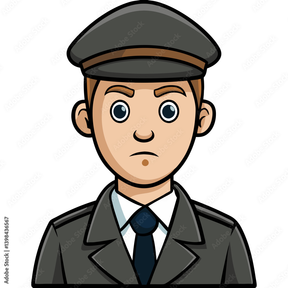 Cartoon Male Character in Uniform with Cap Illustration for Graphic Design Projects Cartoon Male Character in Uniform with Cap Illustration for Graphic Design Projects