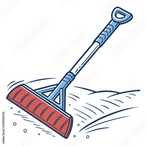 Red Broom Sweeping Motion Vector Illustration for Cleaning Designs