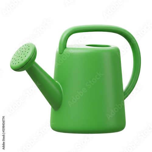 Green Watering Can icon. 3d rendering isolated on white background. Cartoon plastic style