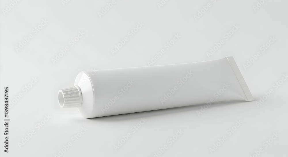 White Plastic Tube Mockup On White Background White Plastic Tube Mockup On White Background
