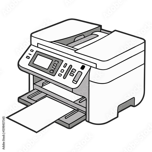 Vector Illustration Modern Printer Machine for Office and Home Use