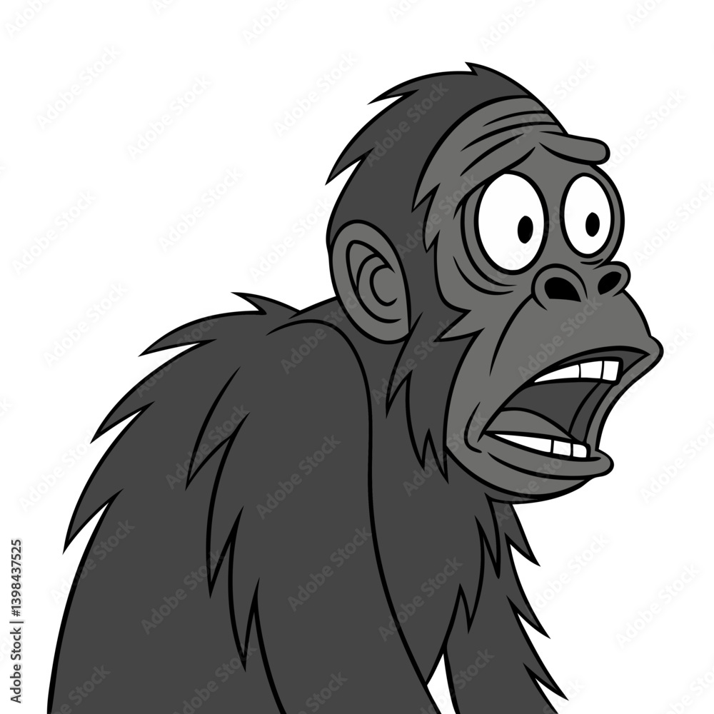 Fototapeta premium Surprise Expression Cartoon Ape Illustration for Humor and Comic Art