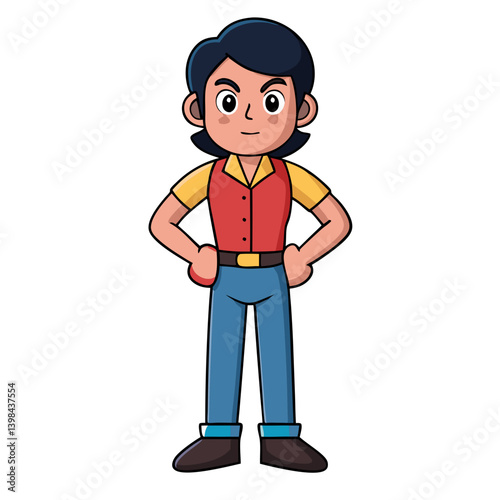 Colorful Cartoon Character Standing Confidently for Kids Illustration and Design