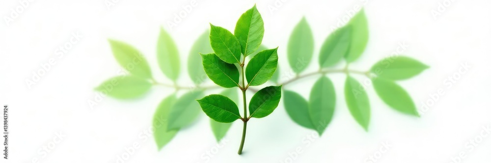 Fototapeta premium Single eucalyptus leaf isolated against white background, leaf, green