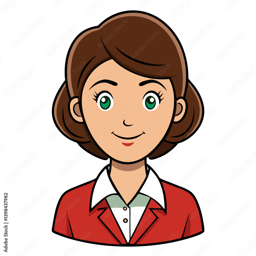 Cartoon Woman Smiling Professional Portrait Business Avatar Vector Art Cartoon Woman Smiling Professional Portrait Business Avatar Vector Art