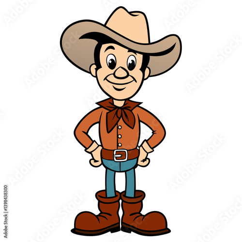 Cartoon Cowboy Character in Hat and Boots for Western Themed Designs