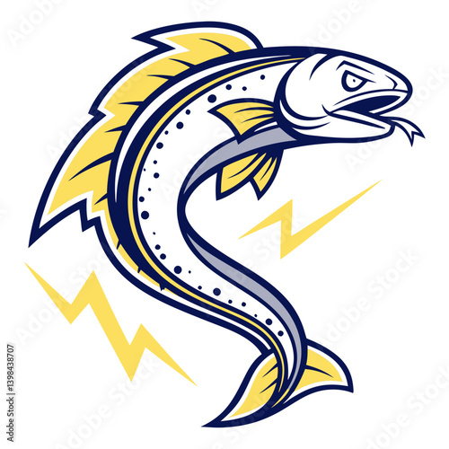 Electric Eel Vector Illustration Dynamic Stylized Fish Design for Logo and Tattoo Art